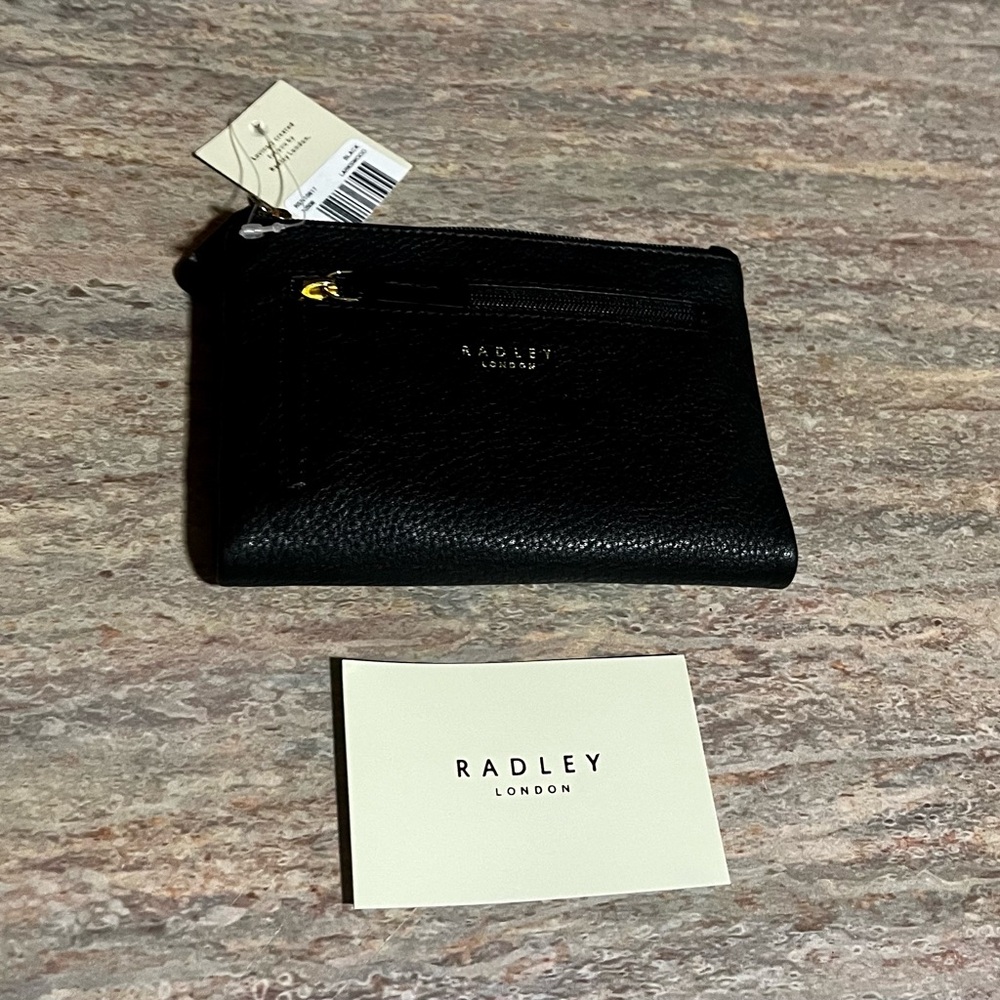 NWT Radley London Black Larkswood Pebble Grain Leather Wallet